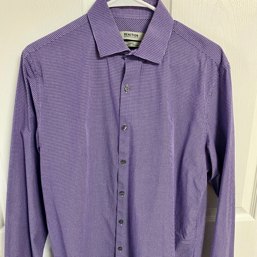 Mens Kenneth Cole Reaction Long Sleeve Slim Fit 15 ½ 34/35 Button Shirt Cotton